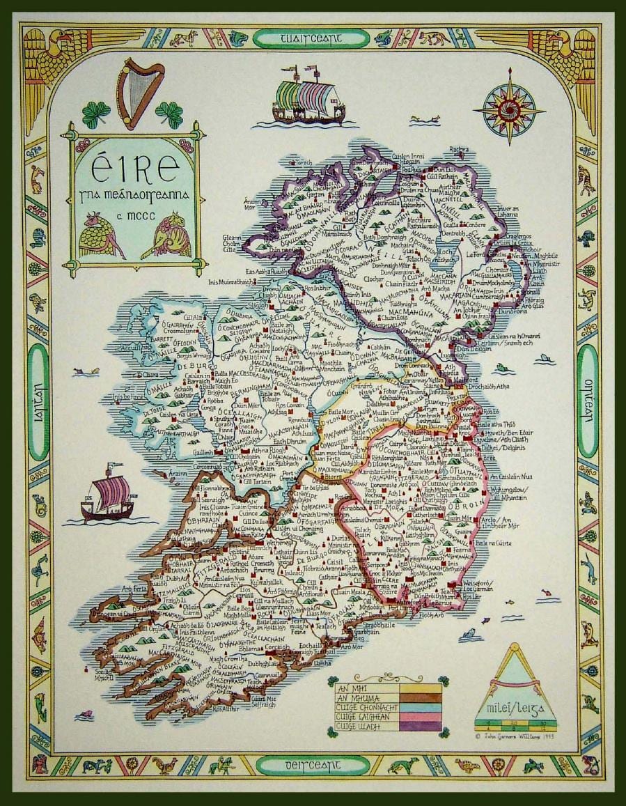 mapa średniowiecznej Irlandii