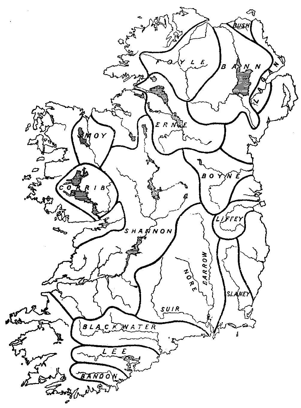 бланковой mapie Irlandii z rzekami i górami