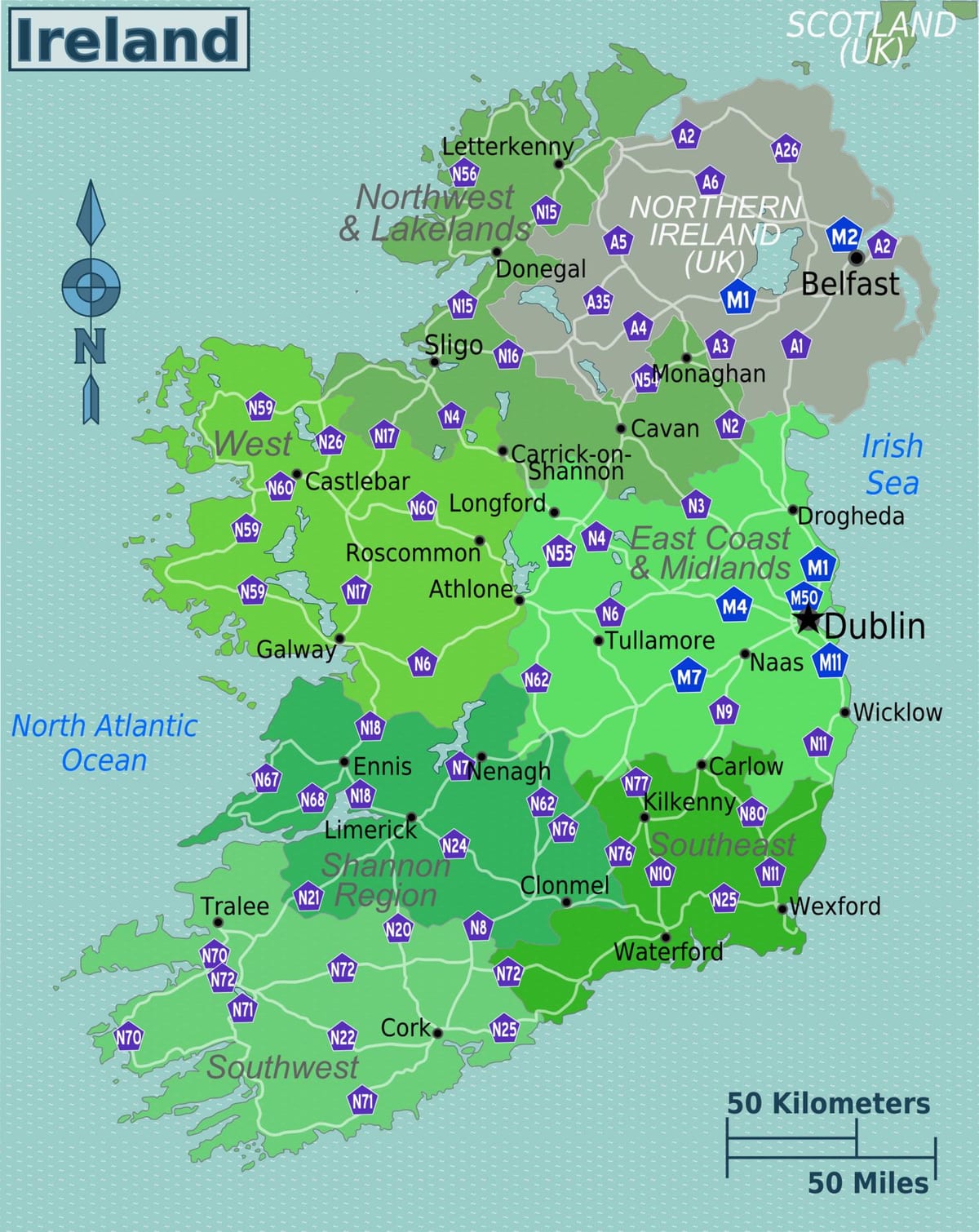 mapa kolorowa mapa Irlandii