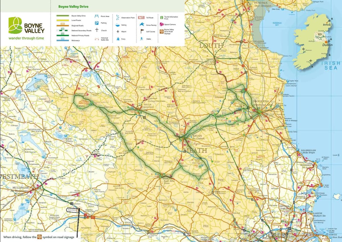 mapa doliny boyne w Irlandii