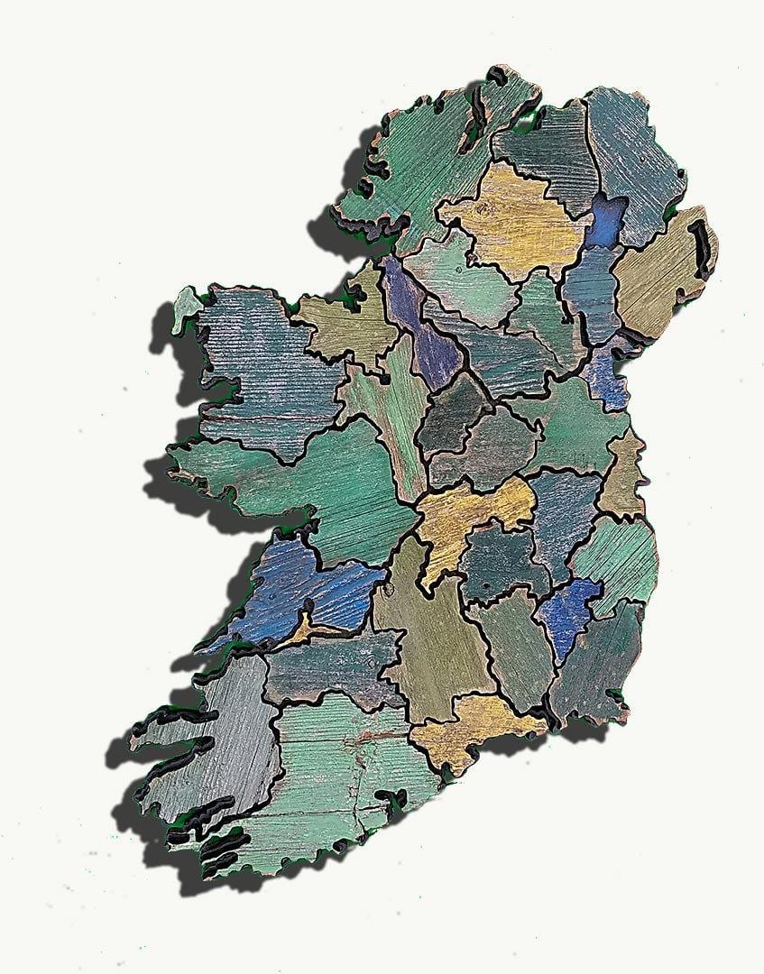 mapa drewnianymi mapie Irlandii