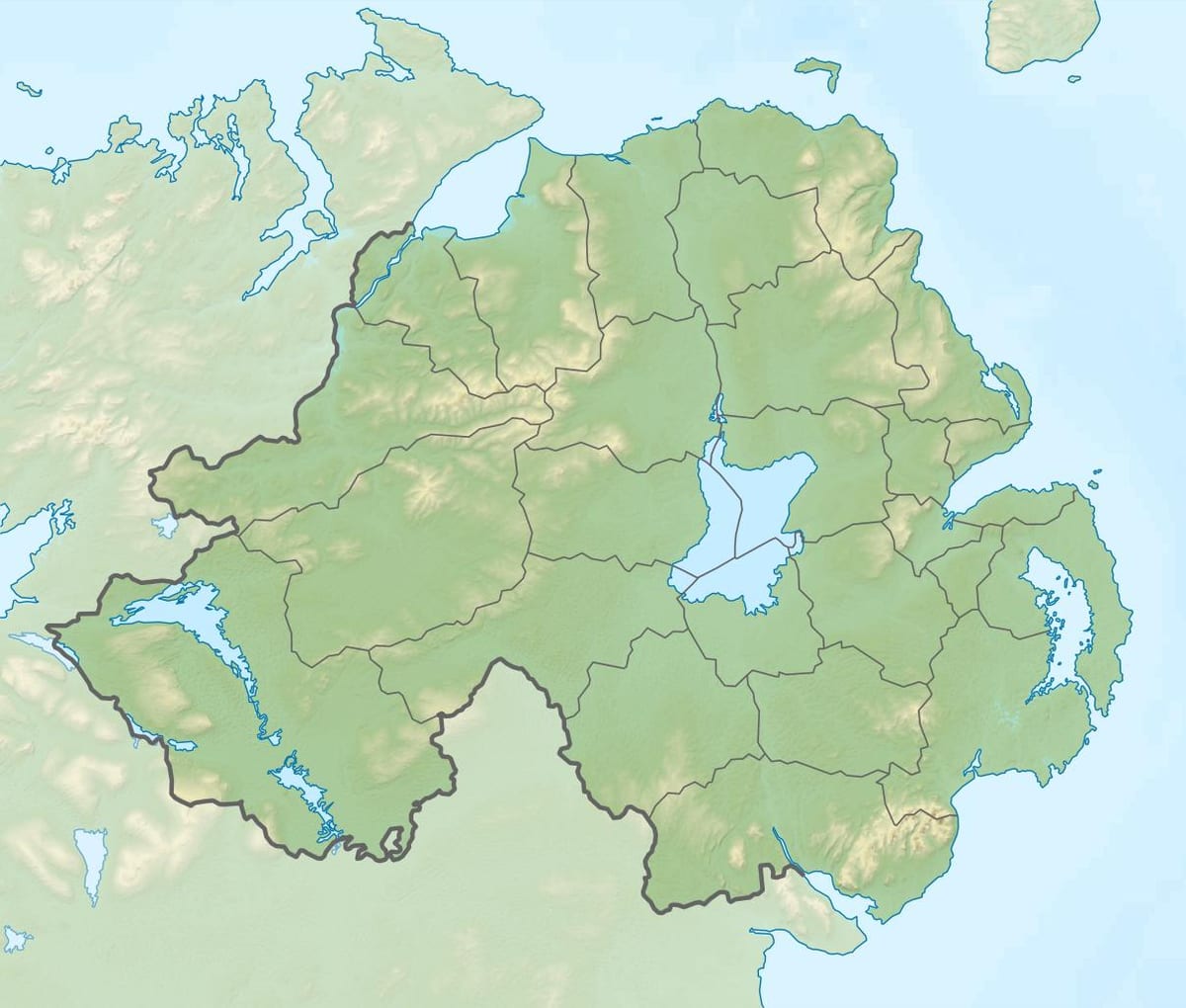 mapa fizyczna mapa Irlandii Północnej