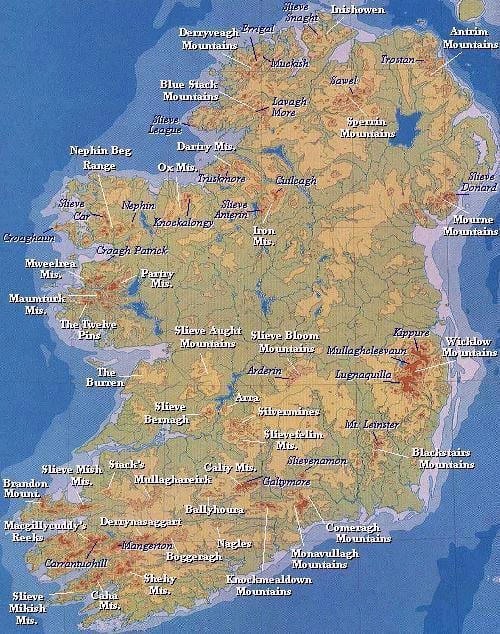mapa góry Irlandii 