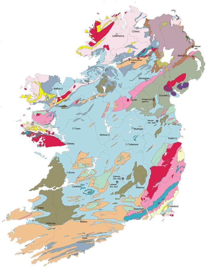 mapa Geologiczna mapa Irlandii