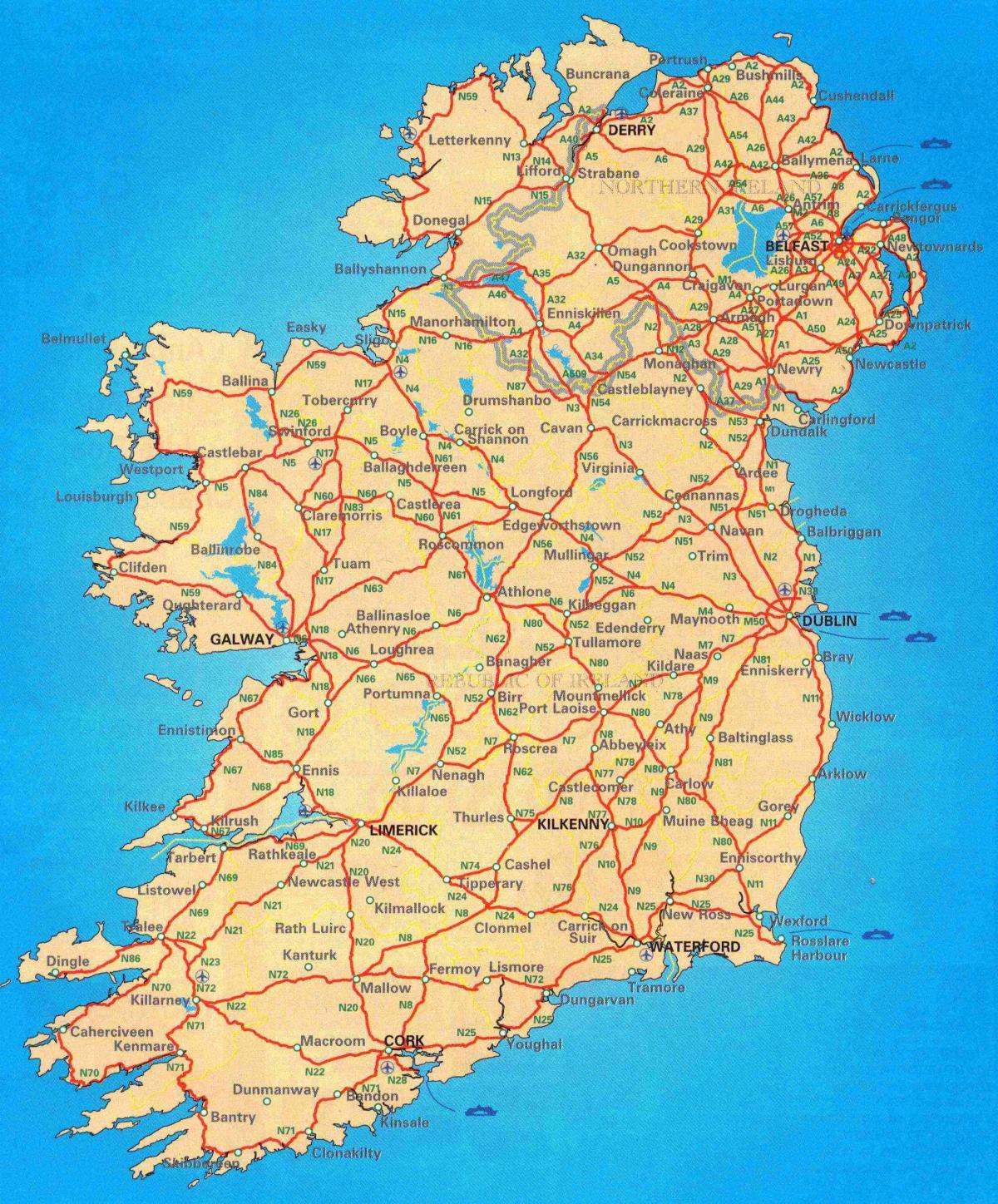 darmowa mapa Samochodowa Irlandii