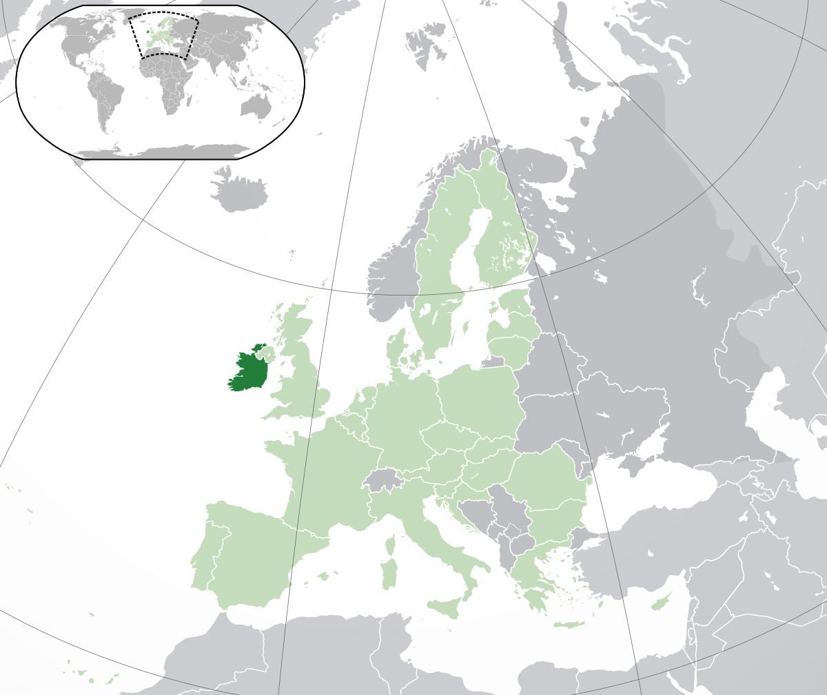 mapa Irlandii na mapie świata