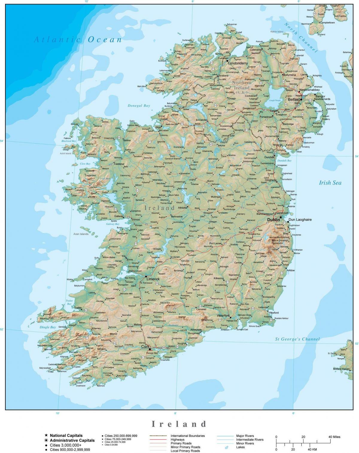 mapa Irlandii terenu 