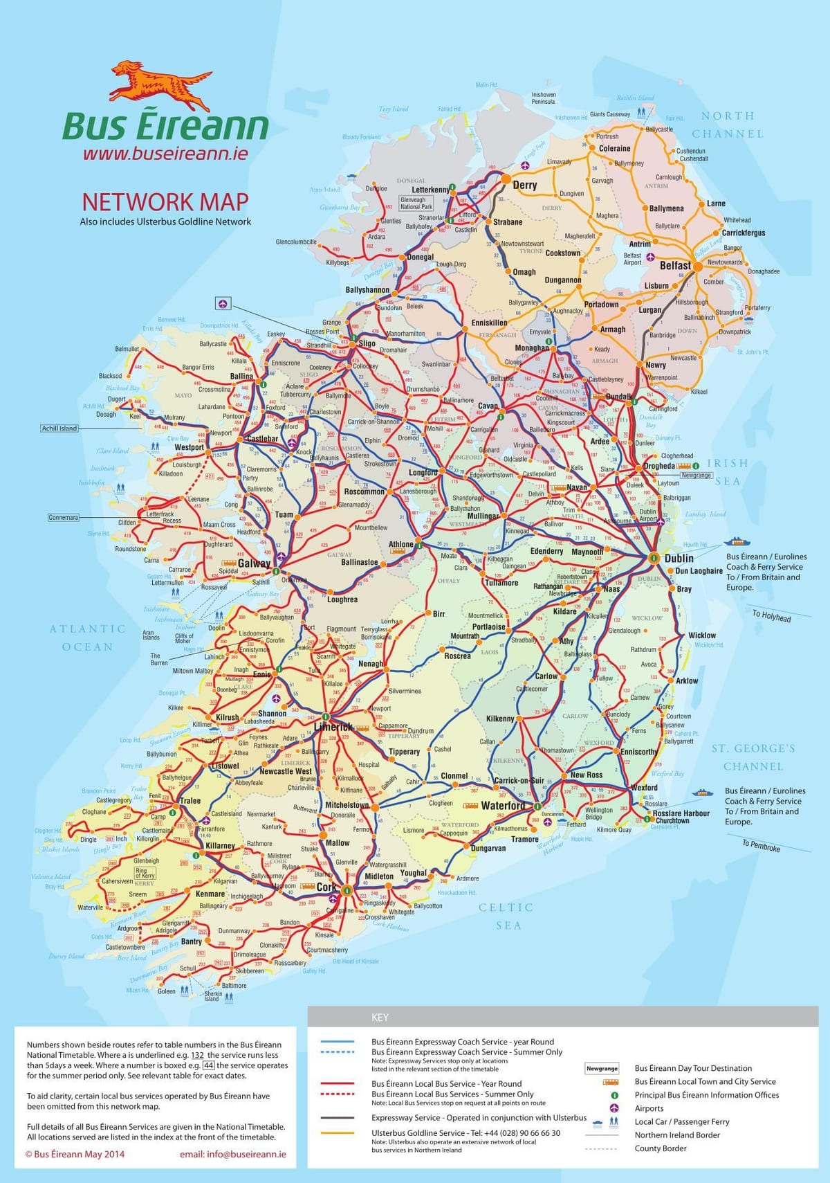 Irlandia linie autobusowe mapie