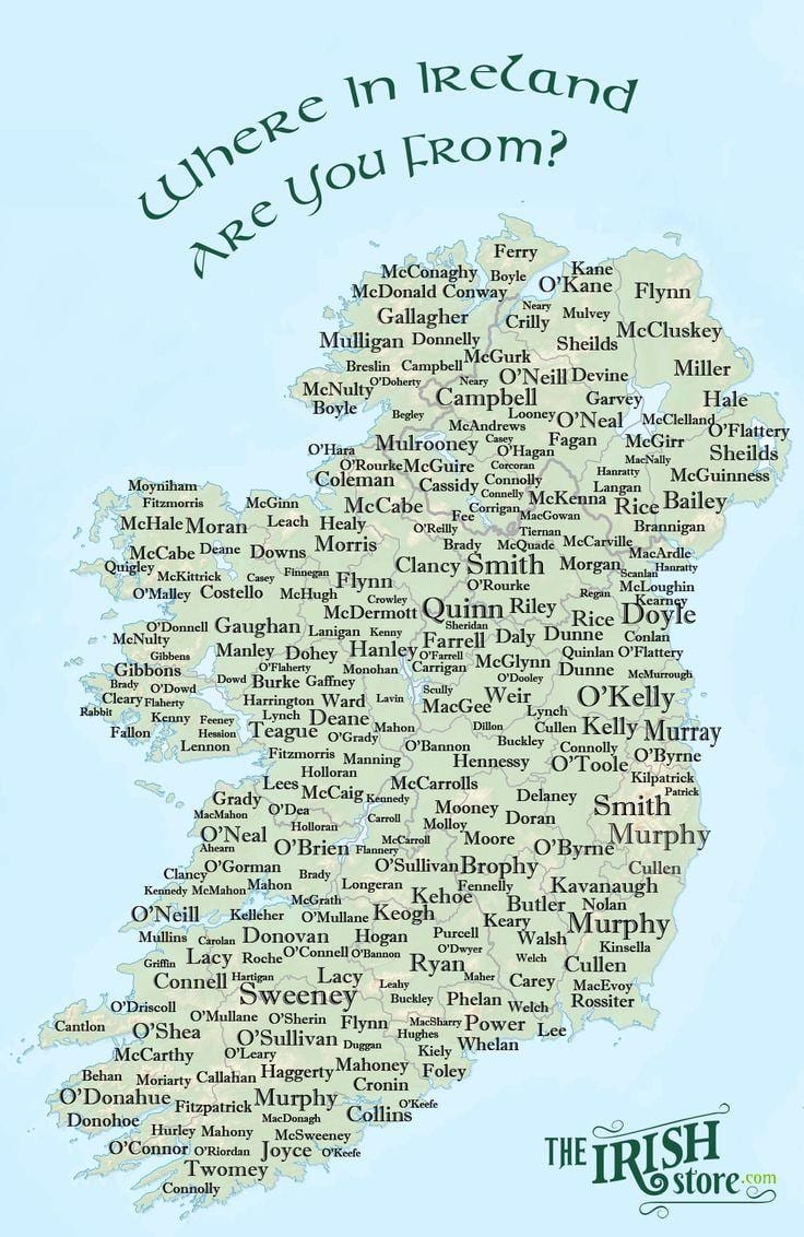 mapa Irlandii nazwa