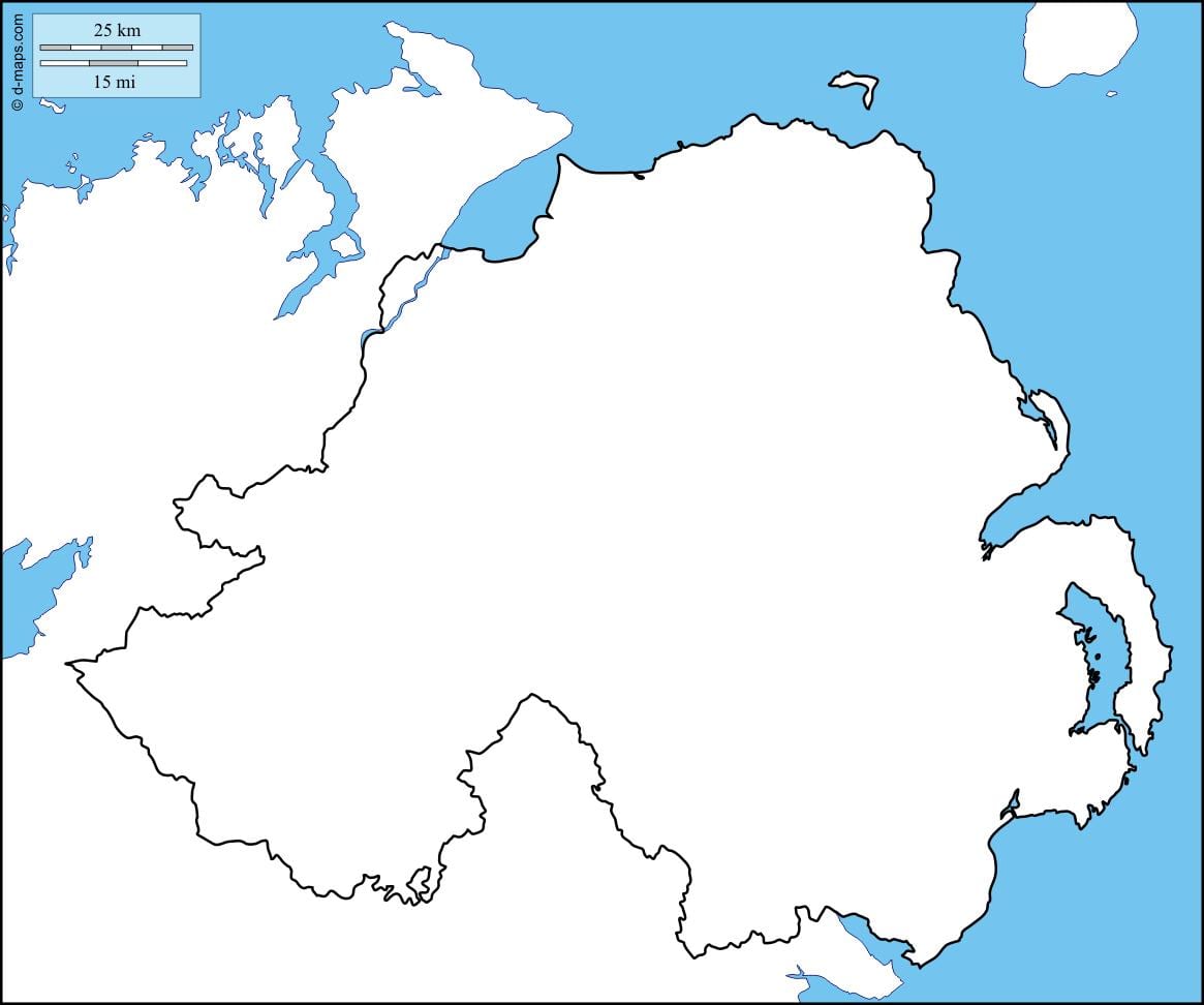 pusta mapa Irlandii Północnej