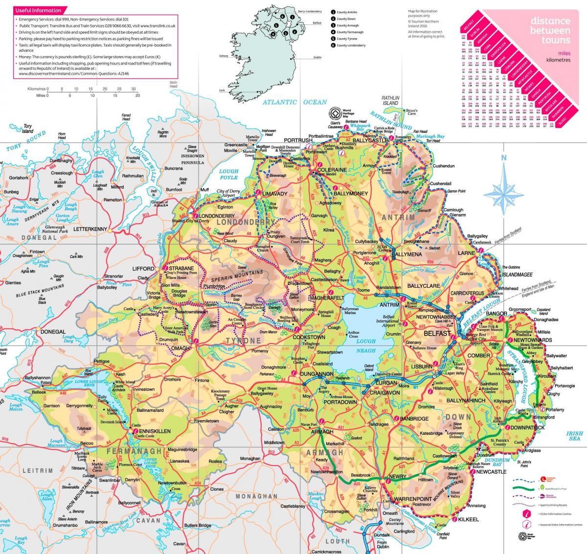 Irlandia północna zabytki mapa