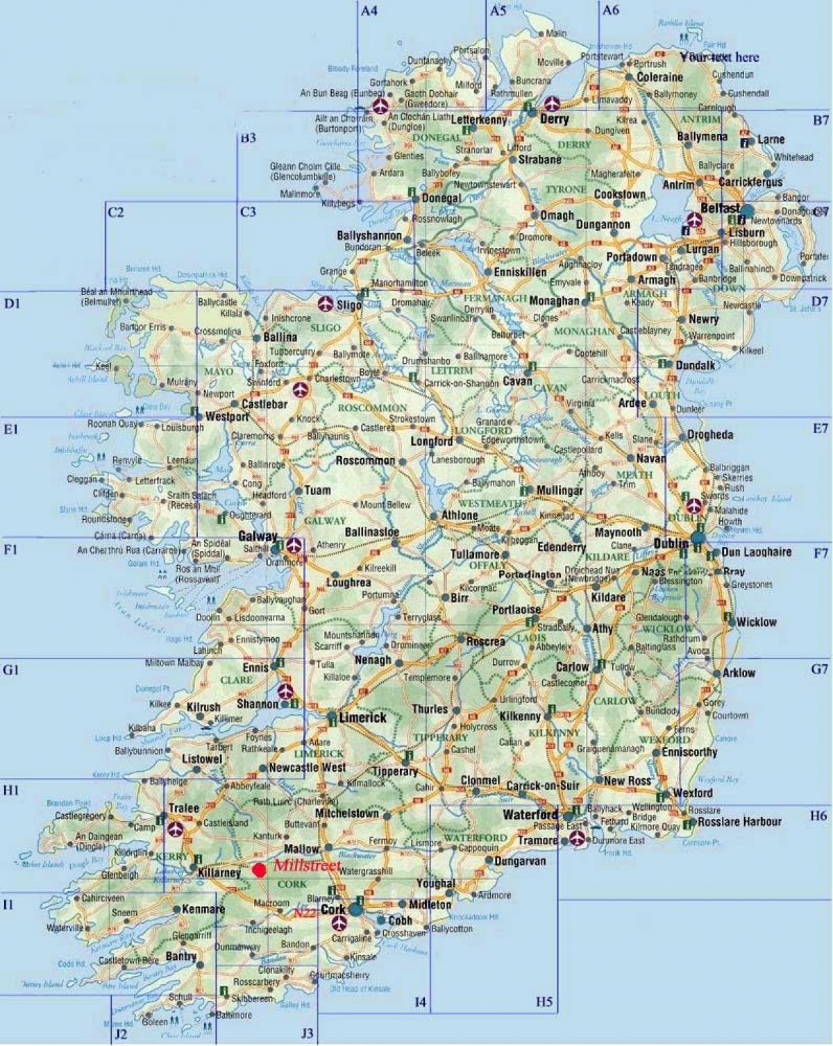 przeglądowa mapa Irlandii