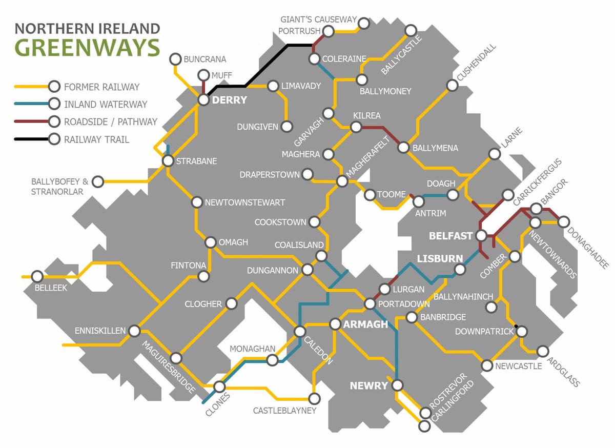 Irlandii północnej pociągu na mapie