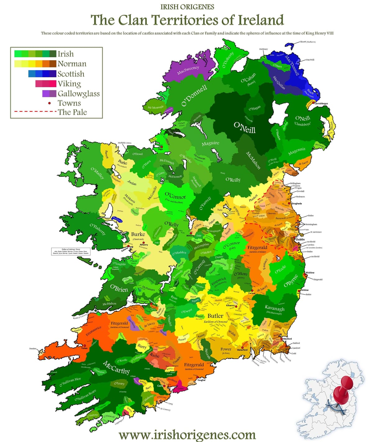 mapa klanowy mapie Irlandii