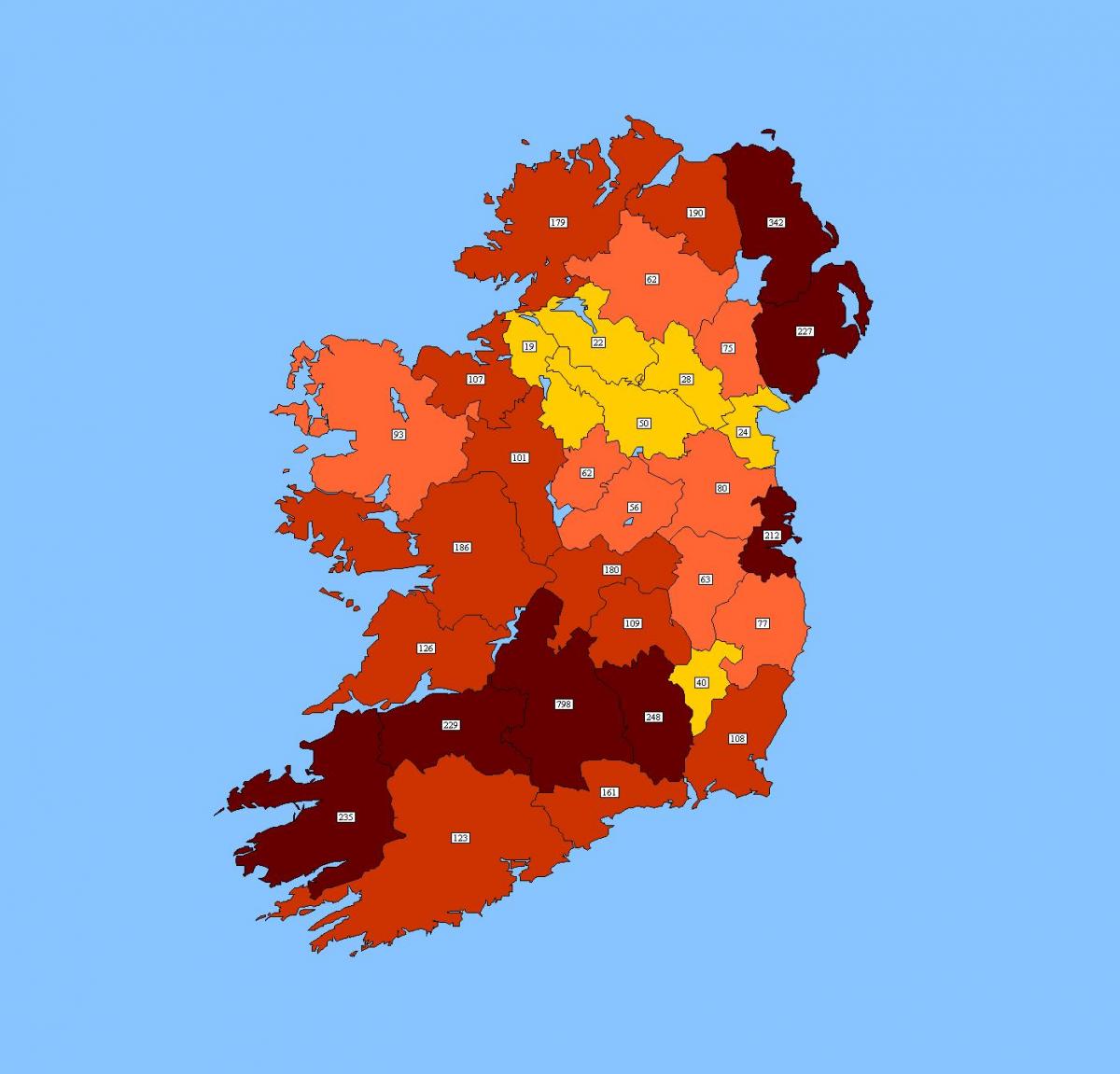 mapa Irlandii Kod pocztowy