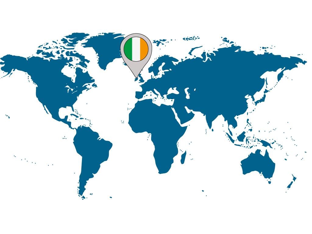 Irlandia na mapie świata