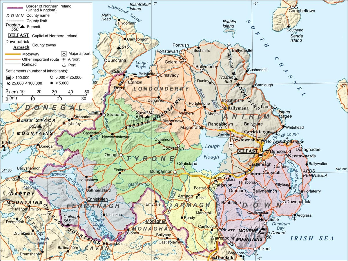 mapa lotnisk w Irlandii Północnej