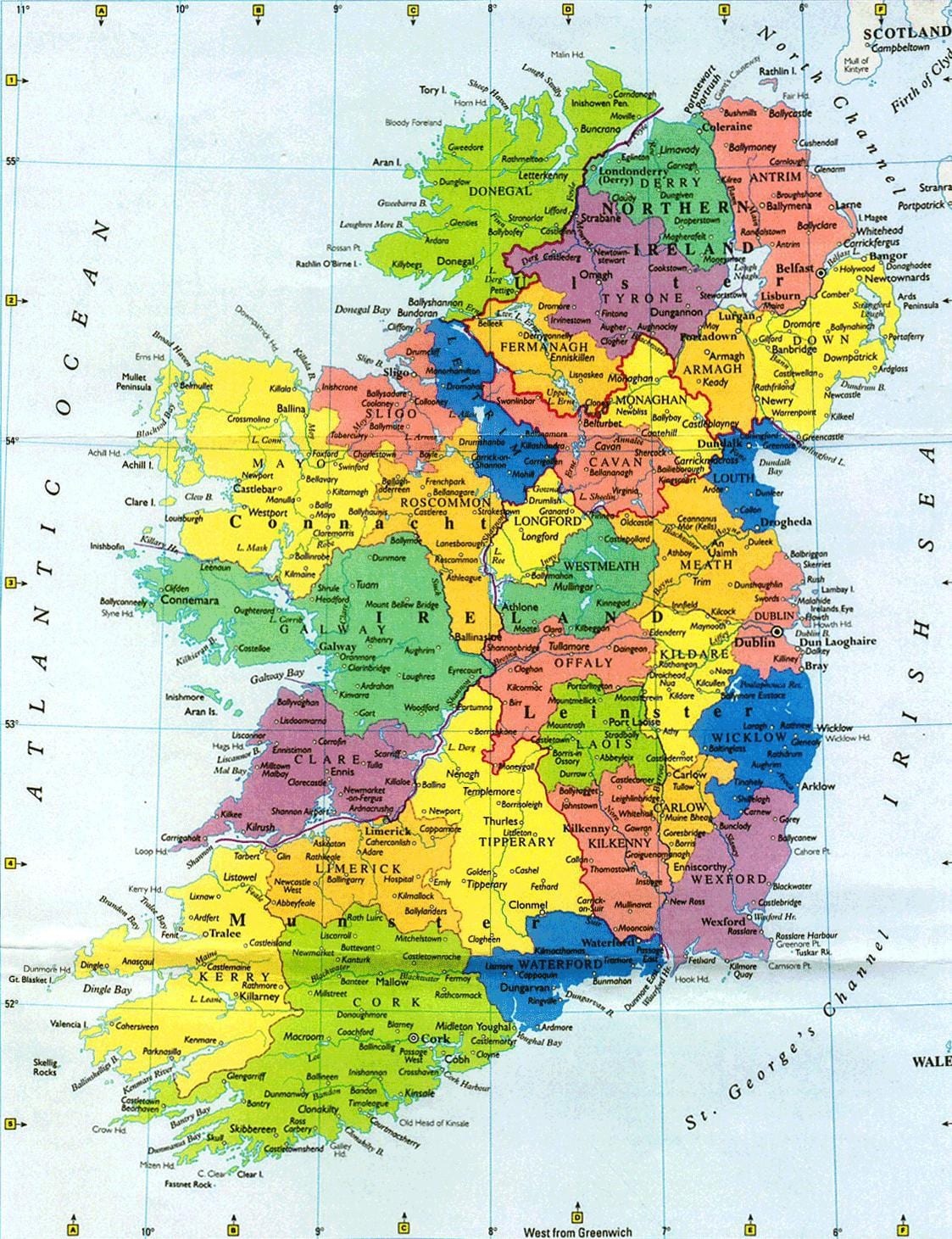 duża mapa Irlandii