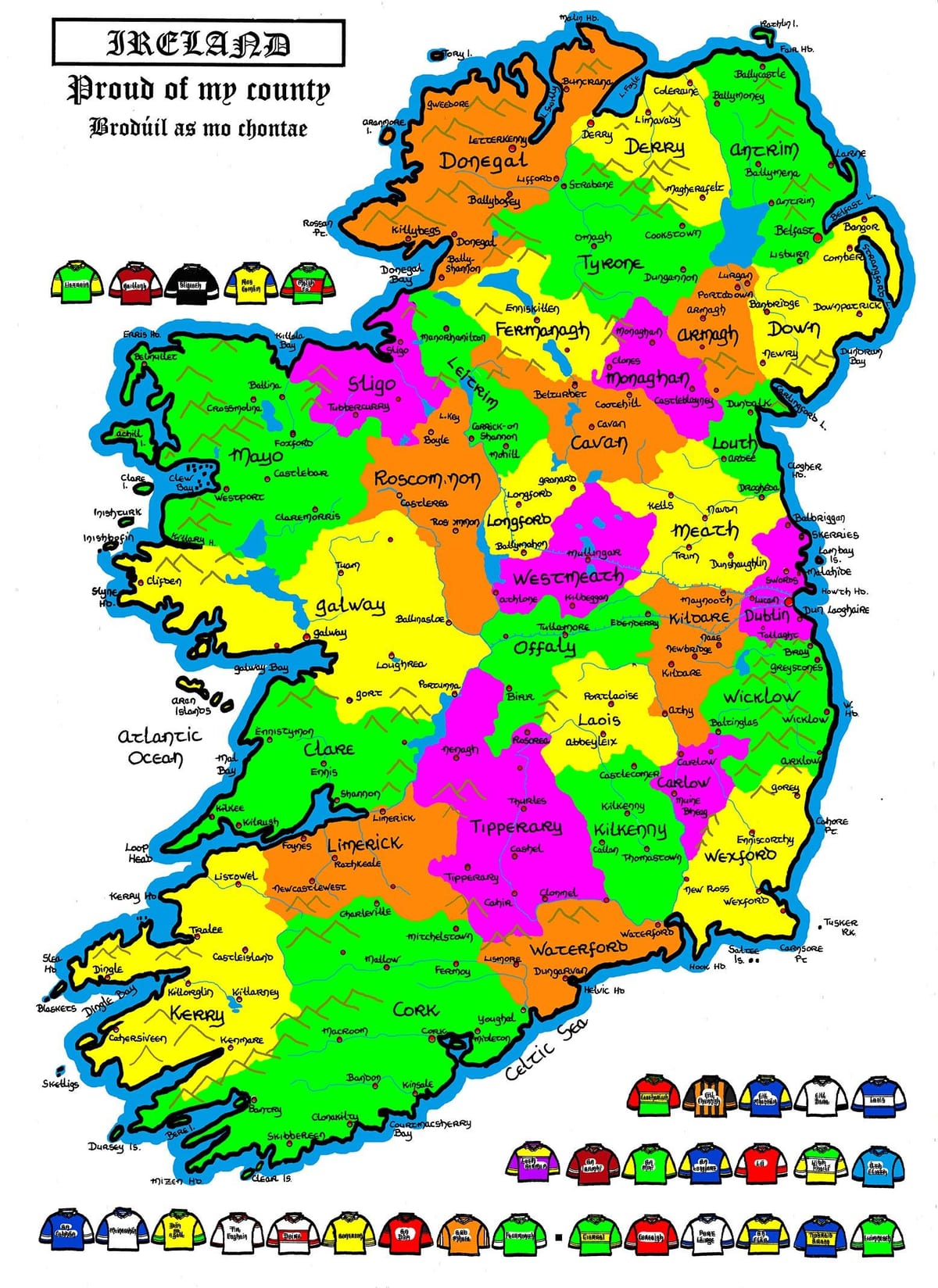 mapa Irlandii dla szkół podstawowych