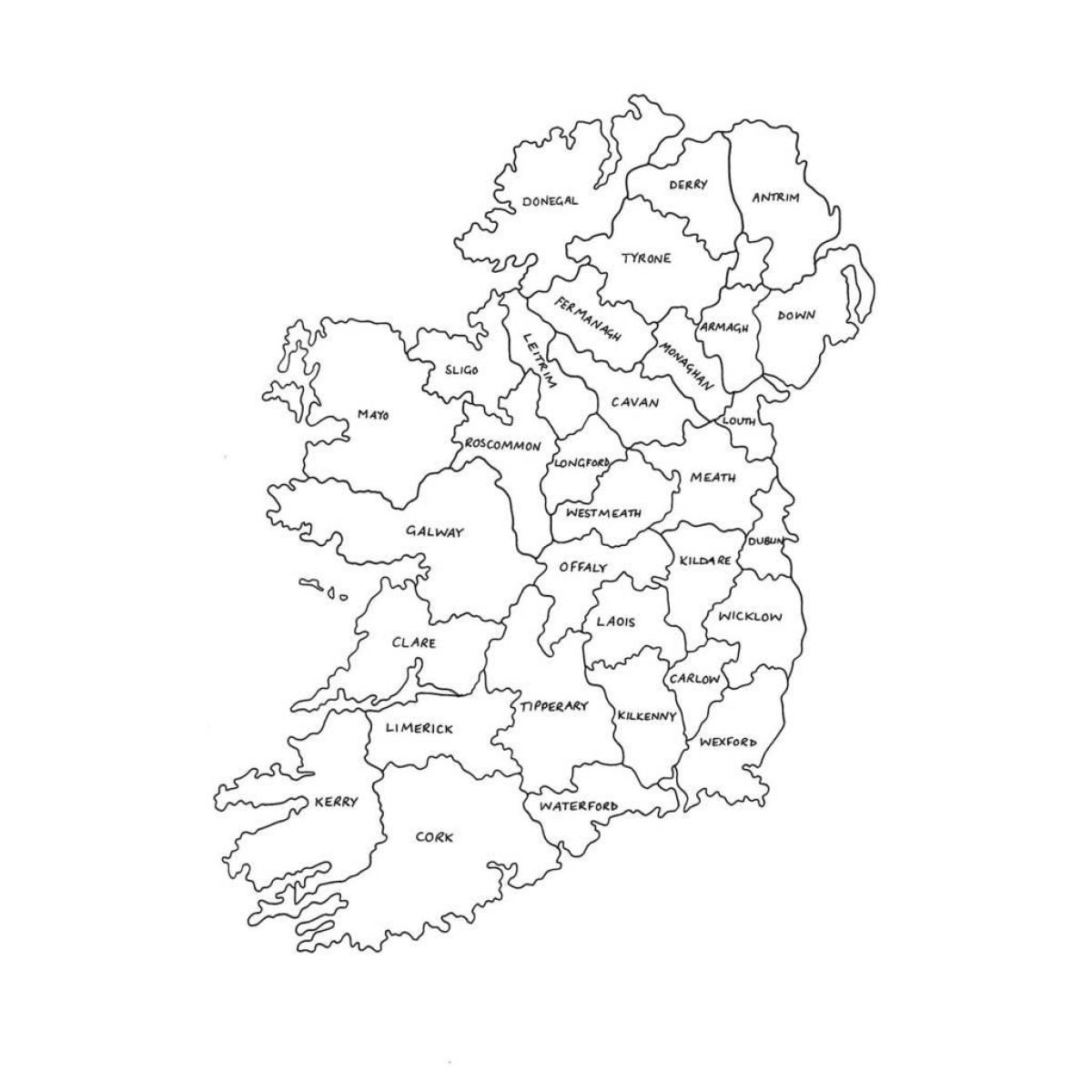 wydrukować mapę Irlandii