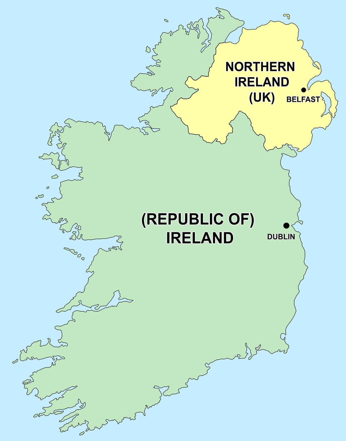  mapa Irlandii Północnej i Republiki Irlandii