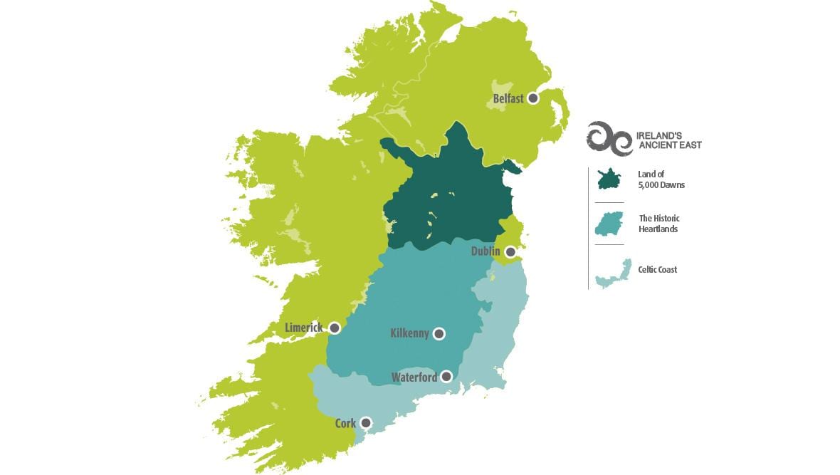 mapa mapa Irlandii wschodnim wybrzeżu