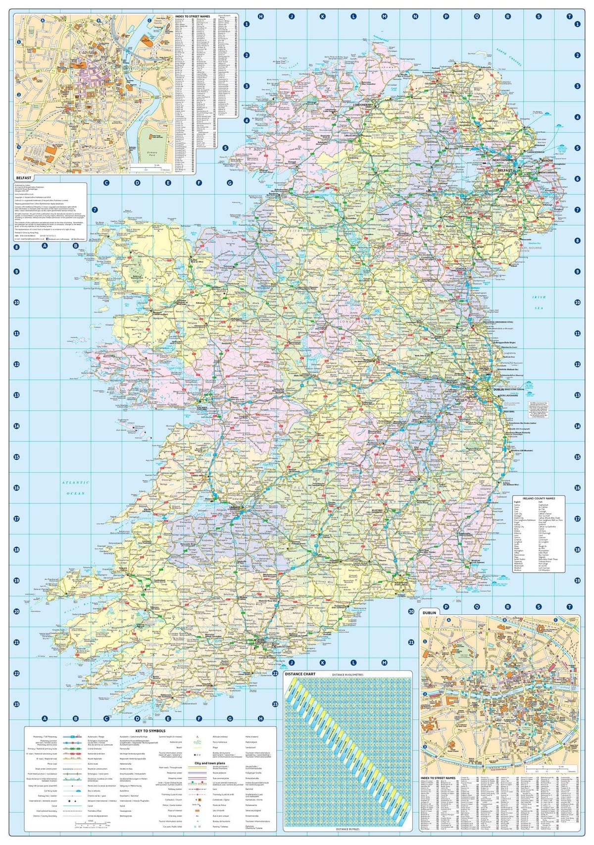 mapa odległość mapa Irlandii