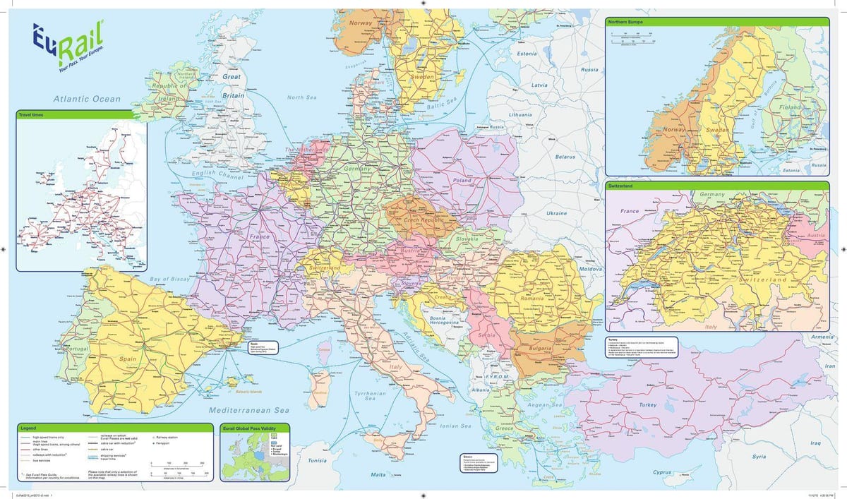 mapa podróży eurail Irlandia