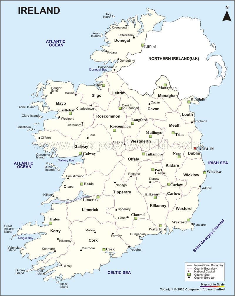 mapa polityczna mapa Irlandii