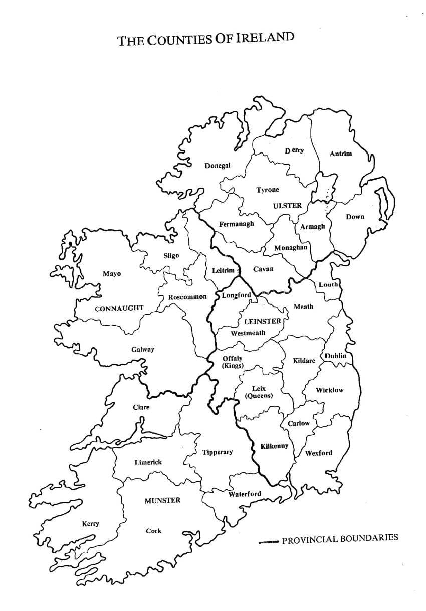 schematyczna mapa Irlandii
