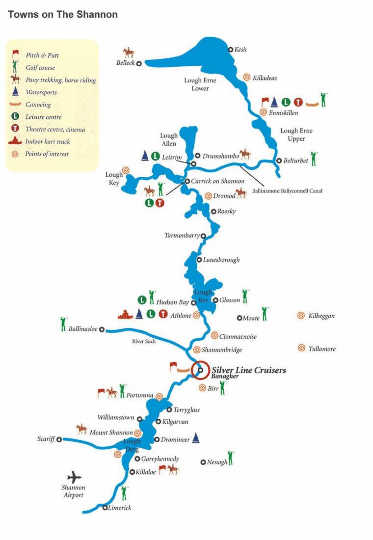 mapa rzeki shannon mapie Irlandii
