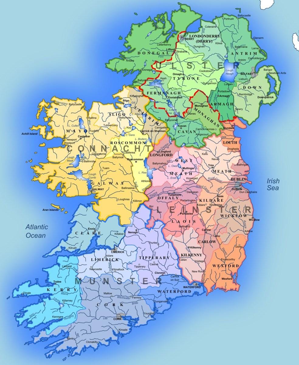 mapa rzeki Irlandii mapa dla dzieci