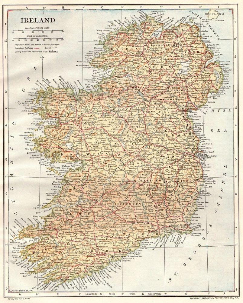 Irlandia Vintage mapie