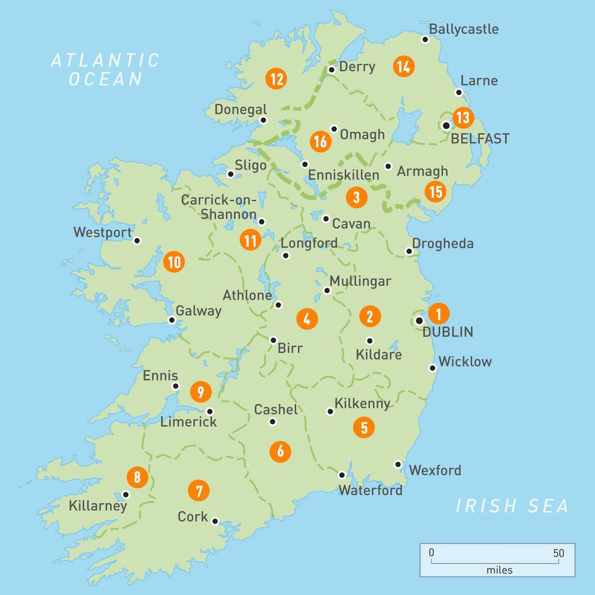 mapa Irlandii surfowania