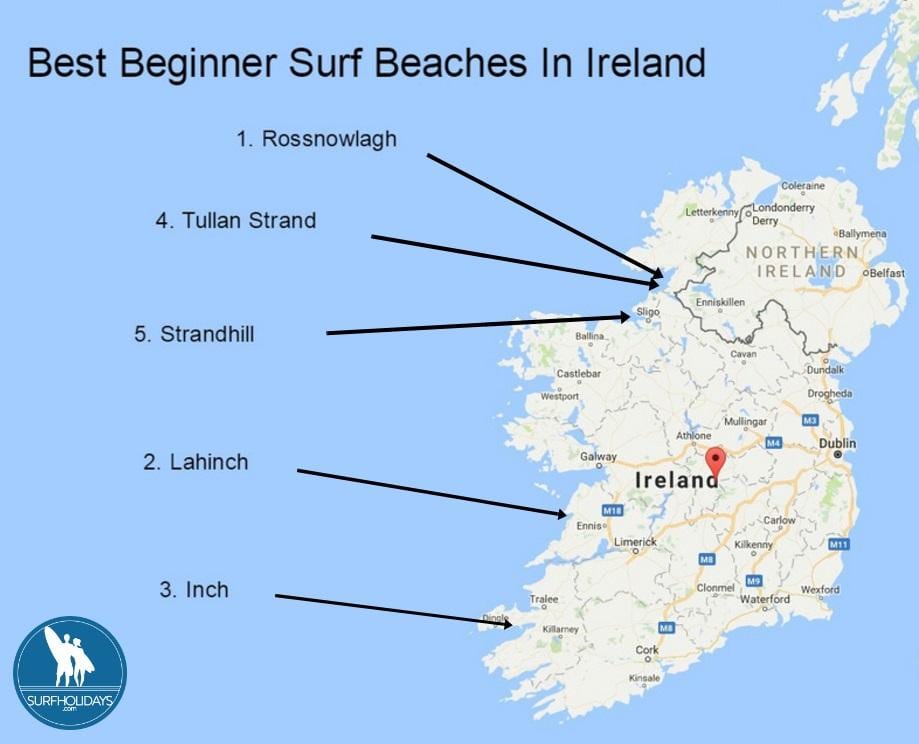 mapa surfowania w Irlandii