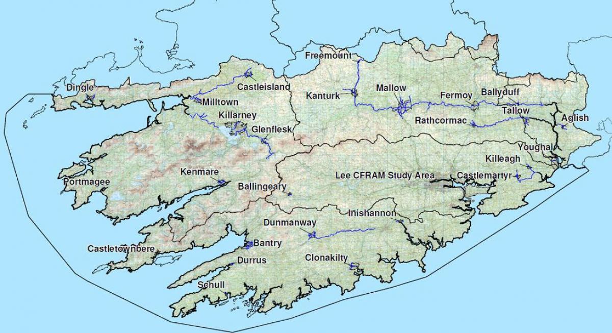 szczegółowa mapa Zachodniej Irlandii