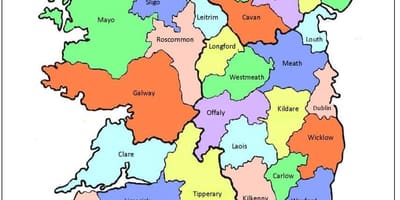 Mapa Irlandii 32 powiatów