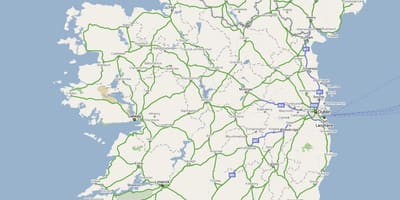Mapa autostrad w Irlandii 