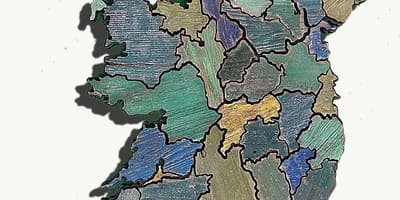 Mapa drewnianymi mapie Irlandii