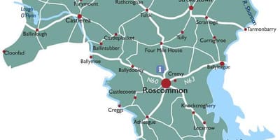 Mapa hrabstwa roscommon Irlandia