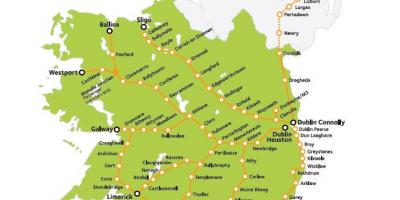 Transportem kolejowym w Irlandii mapie