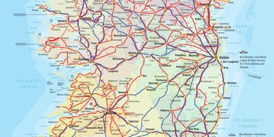 Irlandia linie autobusowe mapie