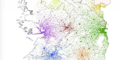 Irlandia mapę gęstości zaludnienia 