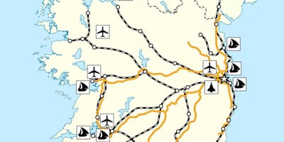 Mapa Irlandii transportu