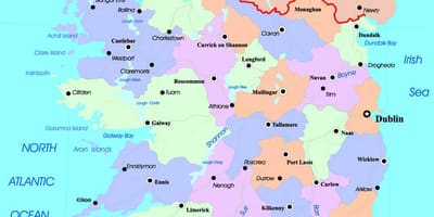 Polityczna mapa Irlandii i Irlandii Północnej