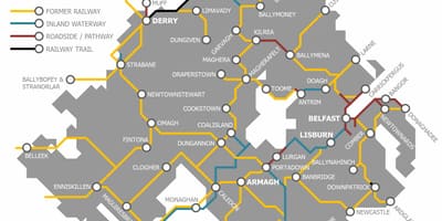 Irlandii północnej pociągu na mapie