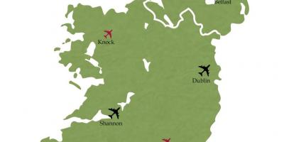 Międzynarodowe lotniska w Irlandii na mapie