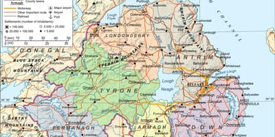 Mapa lotnisk w Irlandii Północnej