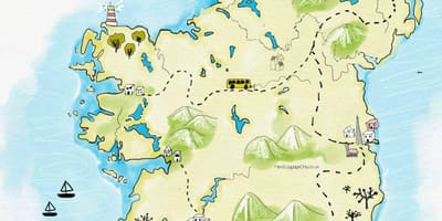 Mapa miejsc do odwiedzenia w Irlandii