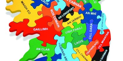 Mapa mapa Irlandii w języku celtyckim